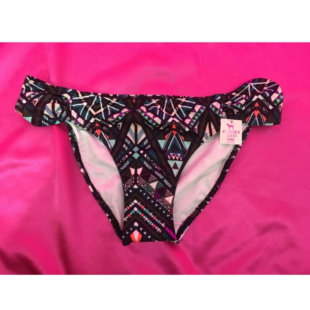 Victoria's Secret PINK Geo Ruched Bottom Swim XS